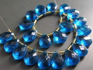 Tanzanite <b>Blue</b> Quartz Faceted Handmade Teardrop Earring Pair 14X10MM Glass <b>Bead</b> For Jewelry Making Wholesaler Supplies - Product Image 4