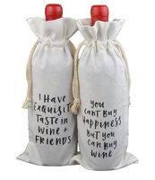 Sac à vin en lin et jute en velours de coton sac de cadeau de bouteille avec cordon de serrage logo personnalisé impression broderie emballage de boisson recyclable
