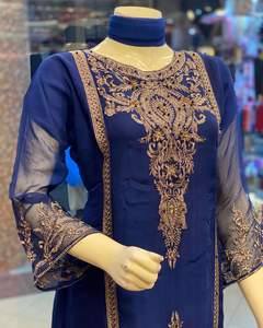 Diseñador Readymade Ladies Summer Shalwar Kameez para fiestas Organza bordada y trajes de red en estilo pakistaní" - Product Image 6