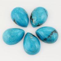 Turquoise bleu naturel taille brillant, cabochon à dos plat, qualité AAA, certifié par un tiers