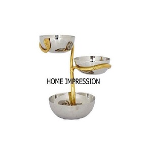 Cuenco con diseño de flores de metal de diseño único, forma redonda, logotipo personalizado disponible, Color dorado, vajilla pulida brillante, suministros para cuencos - Product Image 5