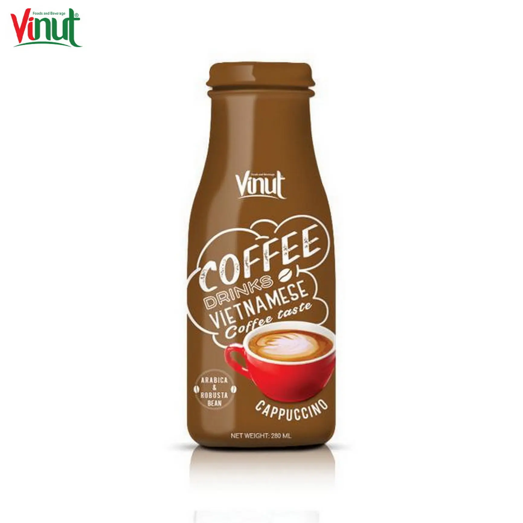 280ml VINUT şişe taze Cappuccino kahve toptancılar doğal tat örnek ücretsiz özelleştirilmiş etiket OEM ODM hizmeti