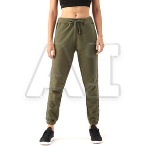Pantalon de survêtement à rayures noires solides pour femmes avec décoration en dentelle Offre Spéciale pantalon de style avant plat - Product Image 5