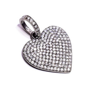 Nouveauté Zircon cubique Designer pierre précieuse plaqué noir bijoux fins en argent Sterling 925 Micro pavé personnalisé pendentif coeur unisexe - Product Image 1
