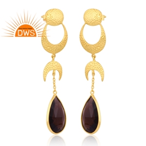 925 Sterling <b>silver</b> natural Smoky quartz gemstone <b>dangle</b> <b>earring</b> for women jewelry manufacturer - Product Image 2