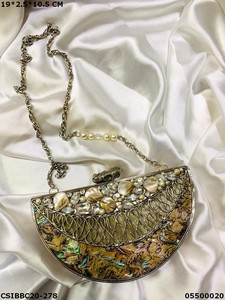 Designer Mother of Pearl Brass <b>Clutch</b> <b>Bag</b> | Handmade <b>Bridal</b> Evening Wedding Ladies Brass MOP <b>Clutches</b> - Product Image 6
