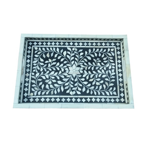 ถาดเสิร์ฟอาหารลายดอกไม้ฝังกระดูกสำหรับตกแต่งอาหารช็อกโกแลตและบ้านจากอินเดียงานฝีมือแปลกใหม่โรงแรมและร้านอาหาร - Product Image 5