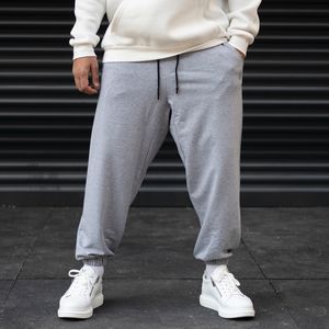 Pantalons de survêtement pour homme en coton 100% léger, coupe large, taille élastique à la cheville, tendance streetwear gris chiné, pantalon de randonnée 2023 - Product Image 6