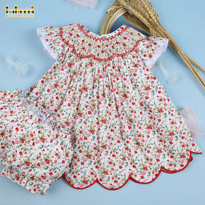Ensembles de Vêtements pour Filles Luxueux à Smocks Floraux Géométriques ODM Vêtements Bébé Smockés en Gros Style Dubaï - BB2529 - Product Image 2