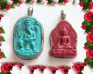 Good Quality Buddha & Ganesh Face Red Agate & Turquoise Gems Pendant Awesome Looking 925 Silver Gold Bezel Set Pendant Jewelry