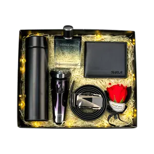 hot sale warming gift Electric shaver + rose + belt + perfume + wallet + temperature display vacuum flask gifts fathers day