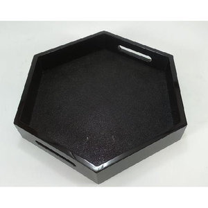 Ensemble de plateaux de service DAPHOCO modèle 069 LQ en similicuir shagreen personnalisé avec plateau de rangement rond - Product Image 1