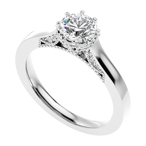 Rikhava Original 10K oro blanco elegante diamantes solitario anillo joyería para mujer - Product Image 1