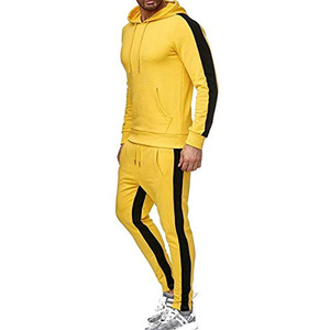 Custom Logo Striped Tracksuits Set Men's Summer Fashion Pullover Hoodies With Matching Jogging Pants - Product Image 3