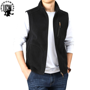 UNIQUE GYM WEAR Gilet sans manches en polaire pour homme, col roulé, coupe-vent, respirant, pour l'automne, vente en gros - Product Image 2