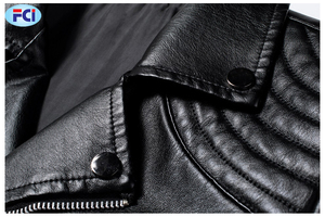 Veste en cuir tendance hiver homme, coupe-vent dernier cri avec col montant, coupe ajustée, en vente - Product Image 6