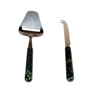 Rebanador de queso redondo con mango de mármol verde - Product Image 2