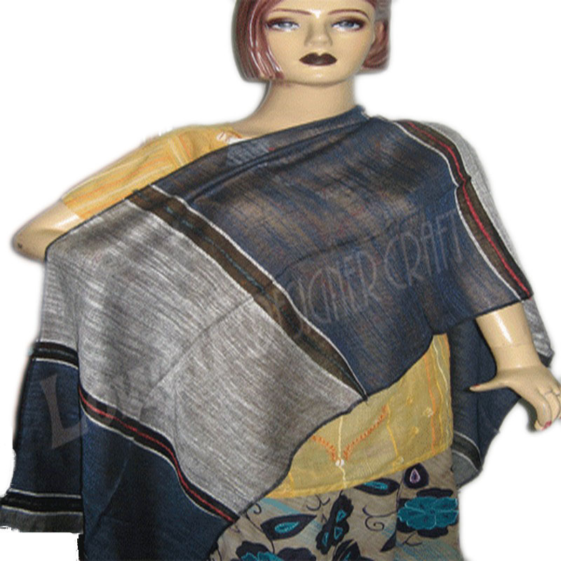 Stripe design knitted silk scarf