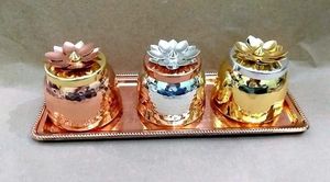 Pot en céramique avec couvercle, bougies auriculaires, pour décoration de mariage, de maison et d'hôtel - Product Image 2