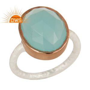 Faceted Cut Aqua Chalcedony <b>Ring</b> Jewelry Supplier Rose Gold , Silver 925 Sterling Silver Unisex <b>Chunky</b> <b>Ring</b> Jewelry Supplier - Product Image 1