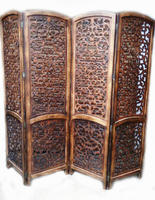Poste de séparation d'écran en bois sculpté, séparateur de pièce, meilleure vente indien