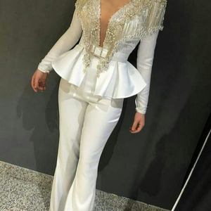 ELEGANT EVENING DRESS WITH COLORFUL EMBROIDERY OF DABKA, CRYSTAL GLASS BEADS,GLASS STONE WORK FOR PARTY-WEAR @ 2022 - Product Image 1