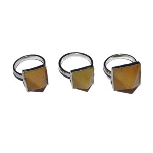 Golden Quartz Pyramid <b>Ring</b> Fengshui Mascot Healing Pyramid - Product Image 1
