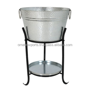 Sunnydaze Pebbled Ice <b>Bucket</b> <b>Drink</b> Cooler With Stand And Tray For Parties - Product Image 3