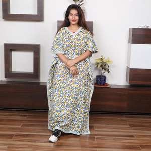 เดรสลูกไม้แขนสั้นครึ่งแขนสั้นลำลองคอวีพิมพ์ลายดอกไม้ทำจากผ้าฝ้ายแท้สำหรับฤดูร้อนดีไซน์งานหัตถกรรม - Product Image 2