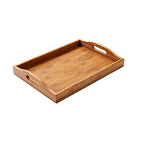 Bandeja de servicio de madera de mango natural duradera para uso doméstico-Platos de desayuno rectangulares y bandeja de servicio de almacenamiento de madera maciza de té - Product Image 6
