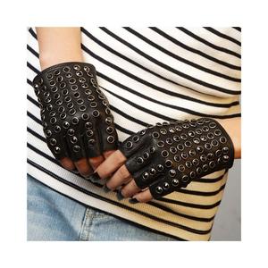 Gants de sport unisexes en cuir, style Punk, demi-doigt, gants de conduite, de travail, couleur: noir, taille: M, nouvelle collection - Product Image 3