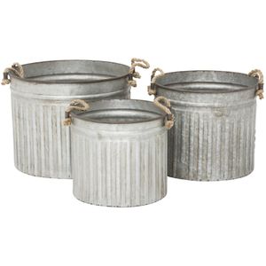 Vente à la mode de haute qualité galvanisé jardinière panier nouveau Look arrondi décoratif Pot de fleur Kit intérieur maison pépinière - Product Image 2