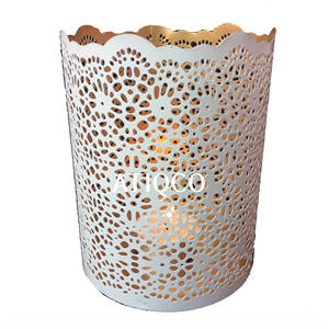 Pot à bougie décoratif double ton or et blanc Dernier design floral Fer fini Votive fait à la main Design personnalisé Premium Luxury - Product Image 6