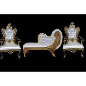 Conjunto de sofá de estilo italiano de Metal dorado para boda asiática, sofá tallado dorado para boda india con sillas, muebles de boda real de Australia - Product Image 1
