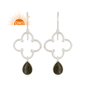 Flashy Labradorite Gemstone Earring Handmade Silver Hook Earring Wholesale Fashion Silver Earring - Product Image 1