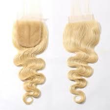 Blond Doux Remy Wefted Vierge Indien Brésilien Extensions de Cheveux Humains Non Transformés Fermeture en Dentelle avec Vagues Alignées Cuticule - Product Image 4