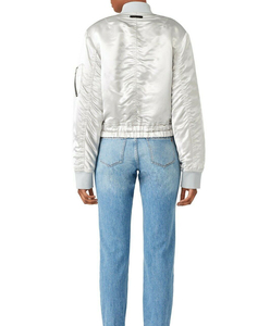 Áo Khoác Bomber Lụa Tùy Chỉnh Mới Áo Khoác Bomber Ánh Kim Bạc <span class=keywords><strong>Satin</strong></span> Phía Trước Áo Khoác Bomber Nữ Đường Phố - Product Image 4