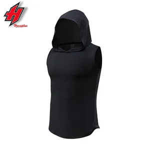 breathable custom logo 3 Pack Men's Workout Hooded Tank Tops Bodybuilding Muscle Cut Off Sleeveless Gym Hoodies