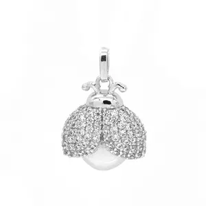 925 Bijoux en Argent Sterling Plaqué Or Coccinelle Cristal Zircon Cubique Mode Pendentif animal Bijoux pour Les Femmes Strass