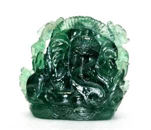 รูปปั้นพระพิฆเนศสีเขียว,งานฝีมือแกะสลักรูปปั้นทางจิตวิญญาณ Piedras Naturales หินคริสตัลบำบัด - Product Image 1