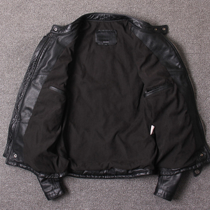 Vestes de moto en cuir pour hommes, des manteaux de motard décontractés aux styles vintage Cafe Racer avec de véritables protecteurs - Product Image 3