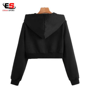 Wholesale Women's Winter Hooded Crop Top <b>Hoodies</b> 2021 Custom Zip-Up <b>Comfy</b> Fleece Pullover Set - Product Image 6