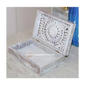 Boîte à bijoux en pierre ollaire naturelle sculptée à la main, cadeau de mariage ou décoration d'intérieur avec élégant matériau en pierre, dimensions 3x2" 3x4" 6x4" pouces - Product Image 2