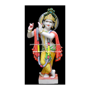 Fait à la main En Marbre Blanc Pur Krishna Statue - Product Image 1