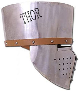 Casque de pilote de croix militaire, Style décoration, appui en forme de chevalier LARP, finition argentée pour les combats - Product Image 5