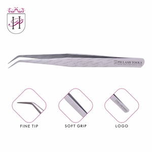 Stainless Steel Eyelash Extension Tweezer in Mirror Polish Color Private Label, Volume Str Angle 12mm 35 Tweezer for Eyelashes - Product Image 6
