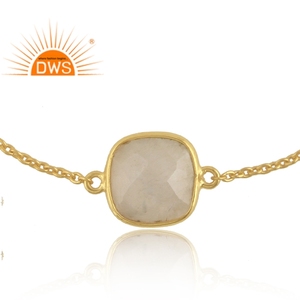 Hermosa Pulsera de Cadena de Plata 925 Chapada en Oro con Piedras Preciosas Naturales de Arcoíris, Proveedor de Joyería, Colección Clásica - Product Image 2