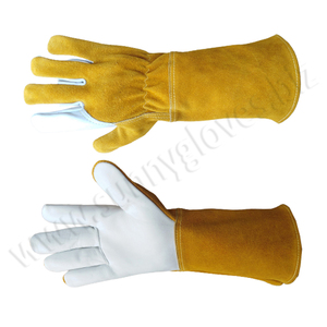 ผู้จัดจำหน่ายถุงมือเชื่อมแบบขายส่ง ราคาถูก หนังแพะ หนังวัว ทนความร้อน ป้องกันมือสำหรับงานหนัก - Product Image 6