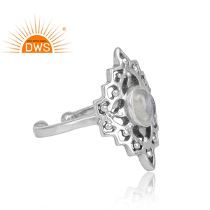 Antique <b>925</b> Sterling <b>Silver</b> Rainbow Moonstone Boho Ethnic <b>Ring</b> Oxidized Jewelry Supplier Classic Collection - Product Image 3