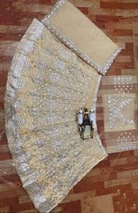 Lehenga pakistanais et indien de créateur avec miroirs dorés, Lehenga en filet doré, tenue de soirée, Choli, robe tendance 2022 - Product Image 4